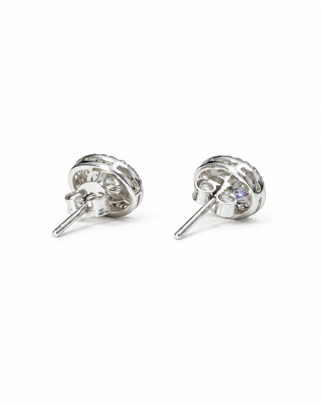 Oval-Cut Moissanite Pavé Halo Stud Earrings