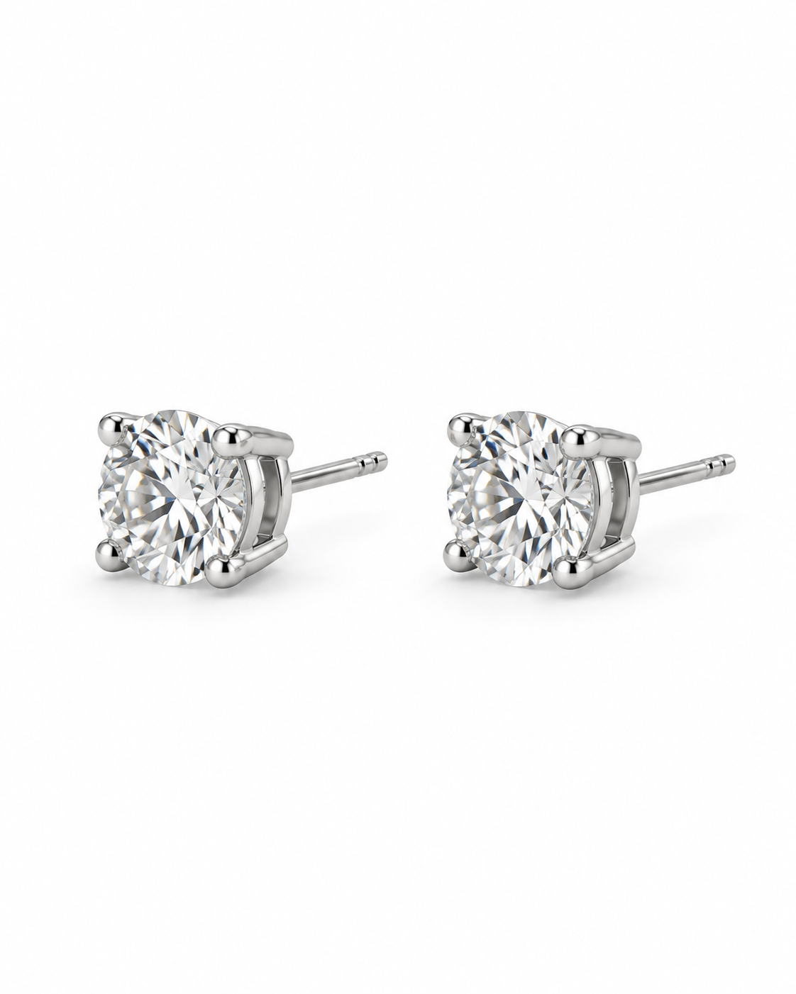 Classic Round-Cut Moissanite Solitaire Stud Earrings