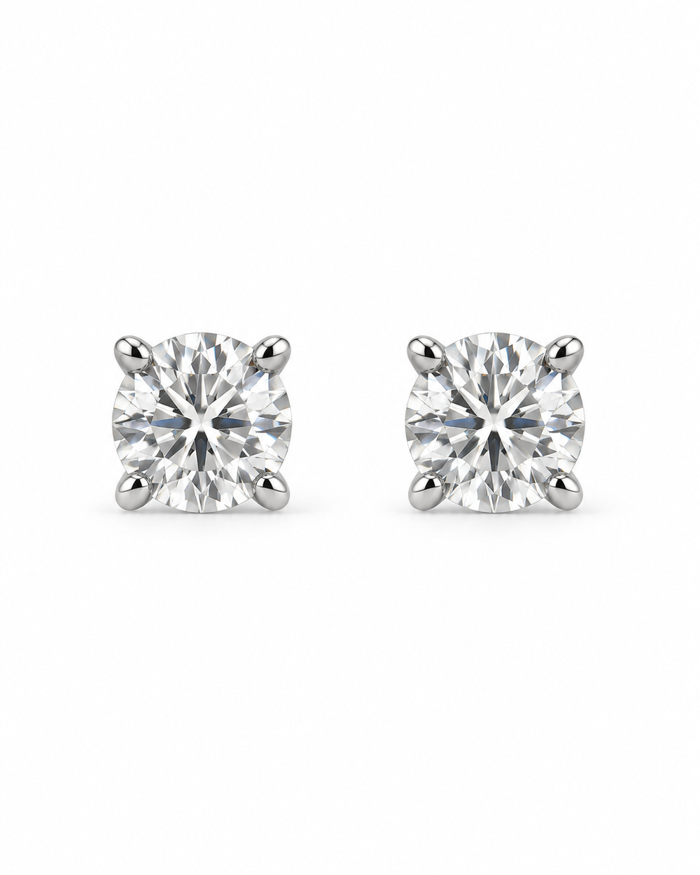 Classic Round-Cut Moissanite Solitaire Stud Earrings