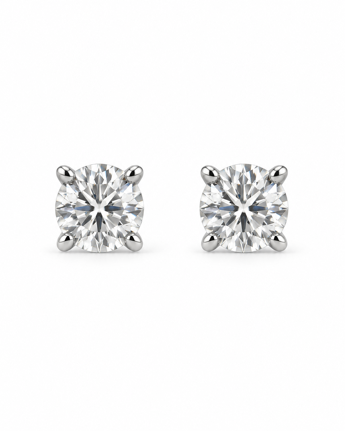 Classic Round-Cut Moissanite Solitaire Stud Earrings