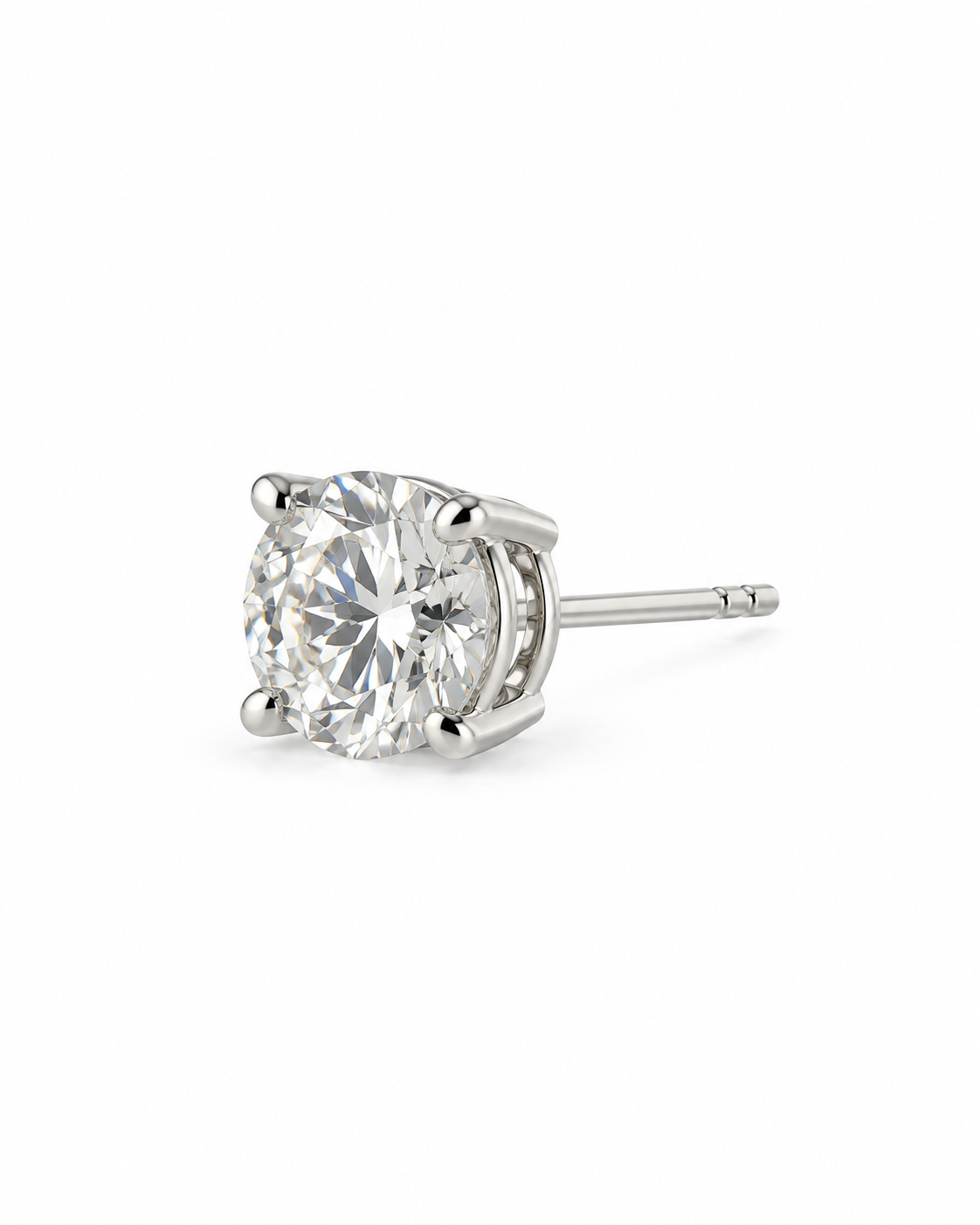 Classic Round-Cut Moissanite Solitaire Stud Earrings
