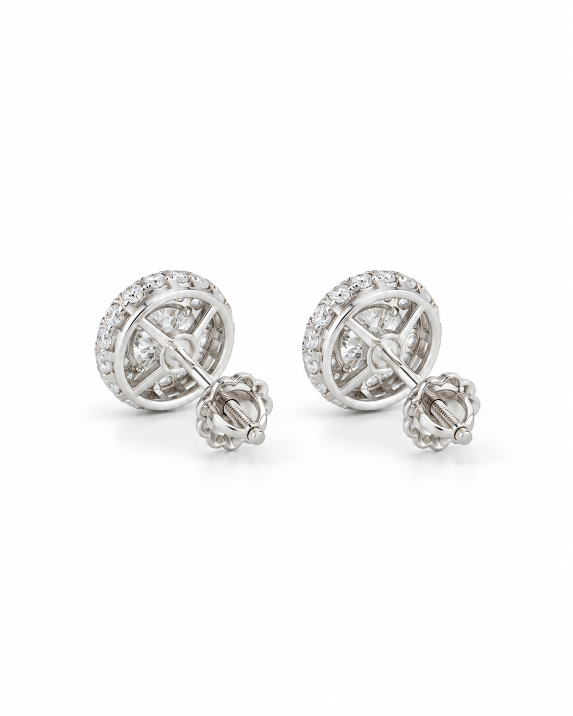 Petite Round-Cut Moissanite Halo Stud Earrings