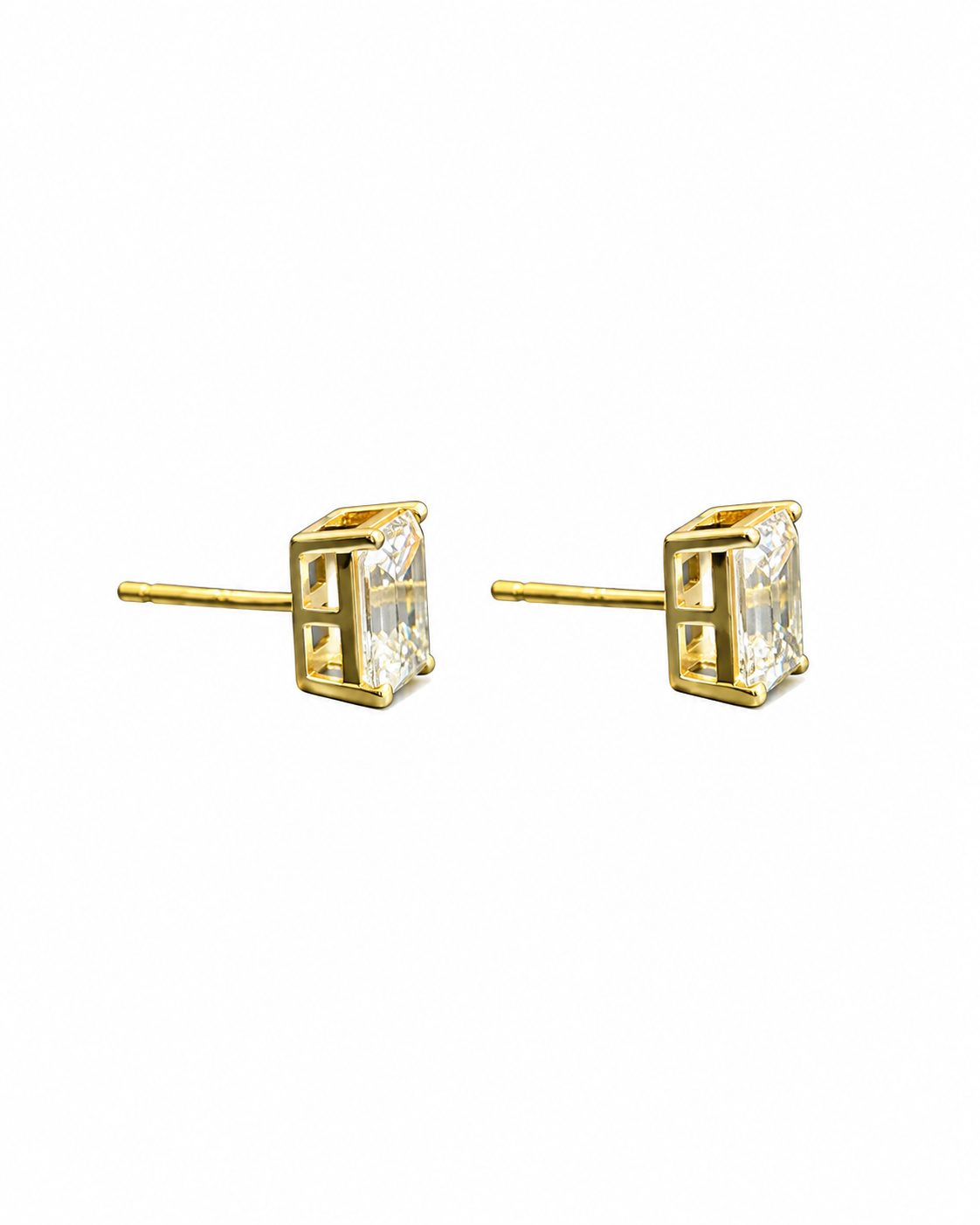Emerald Cut Moissanite Studs