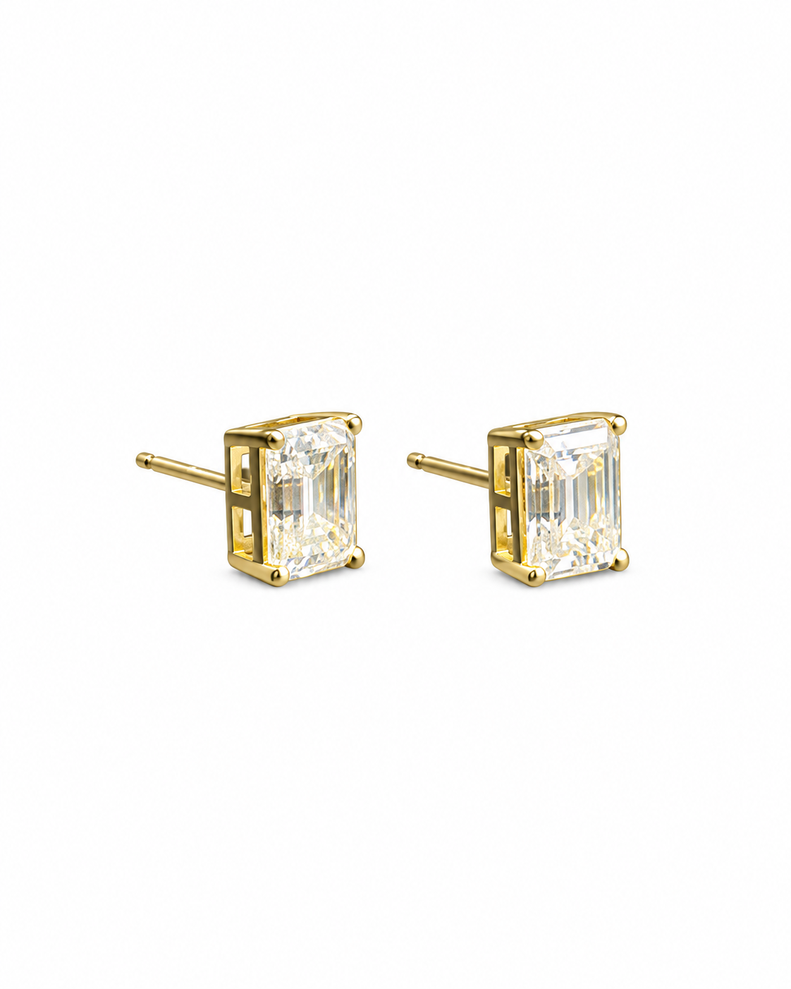 Emerald Cut Moissanite Studs