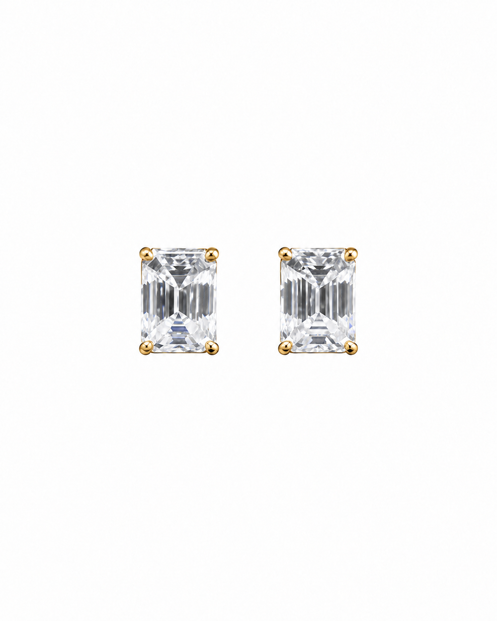 Emerald Cut Moissanite Studs