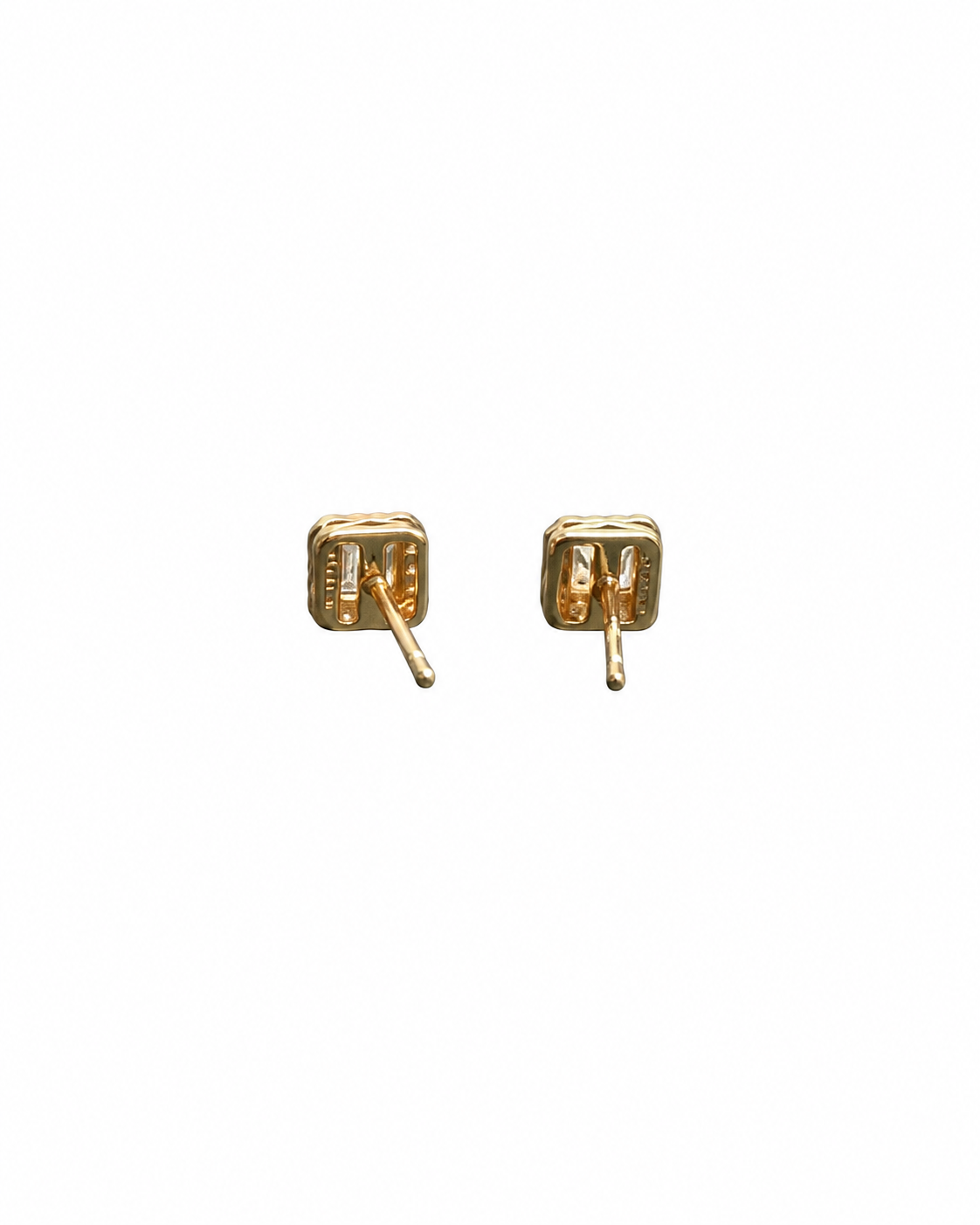 Rose Gold Finish Asscher-cut Halo Stud Earrings