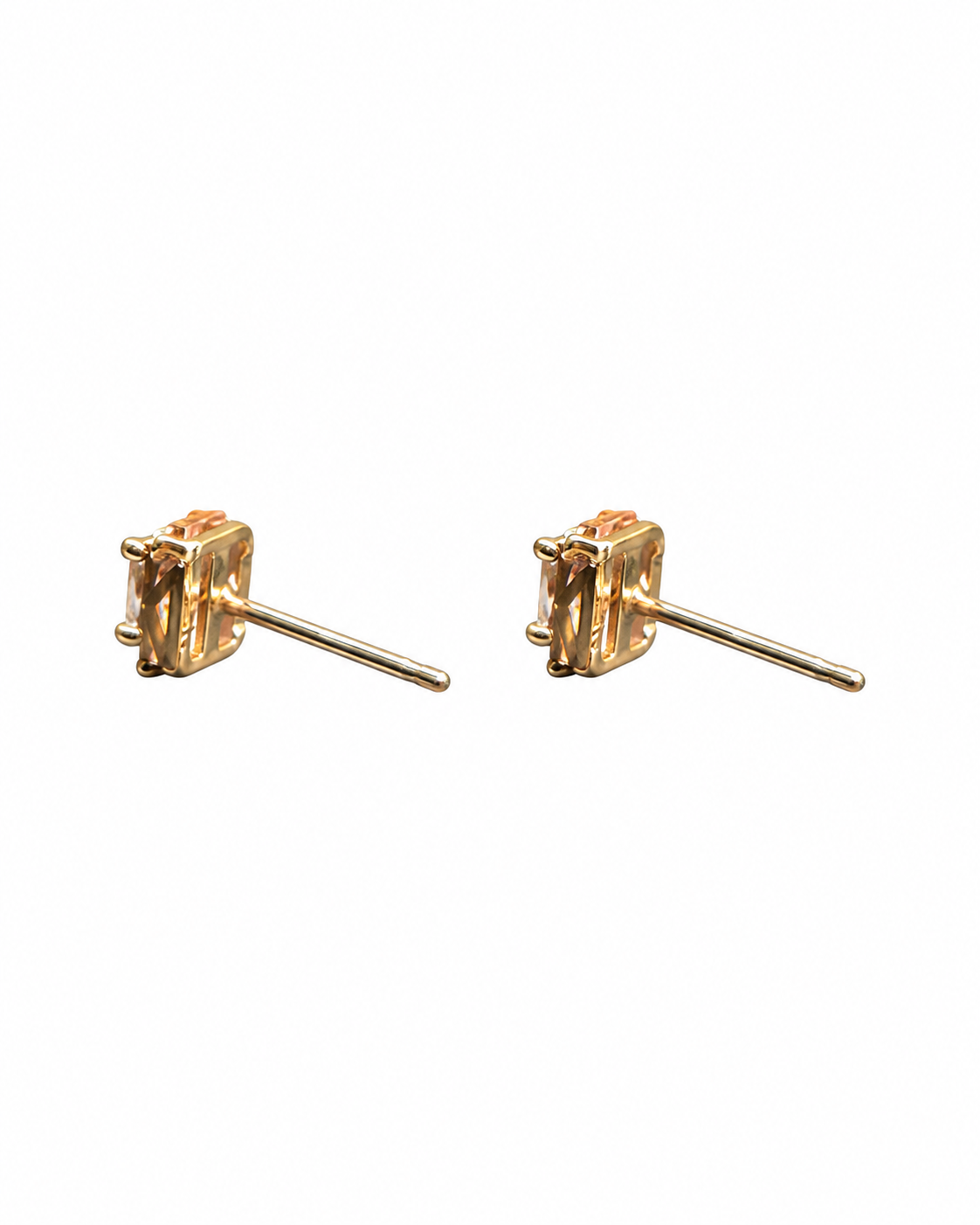 Rose Gold Finish Asscher-cut Halo Stud Earrings