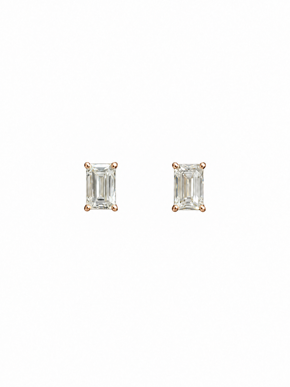 Petit Emerald Cut Moissanite Studs