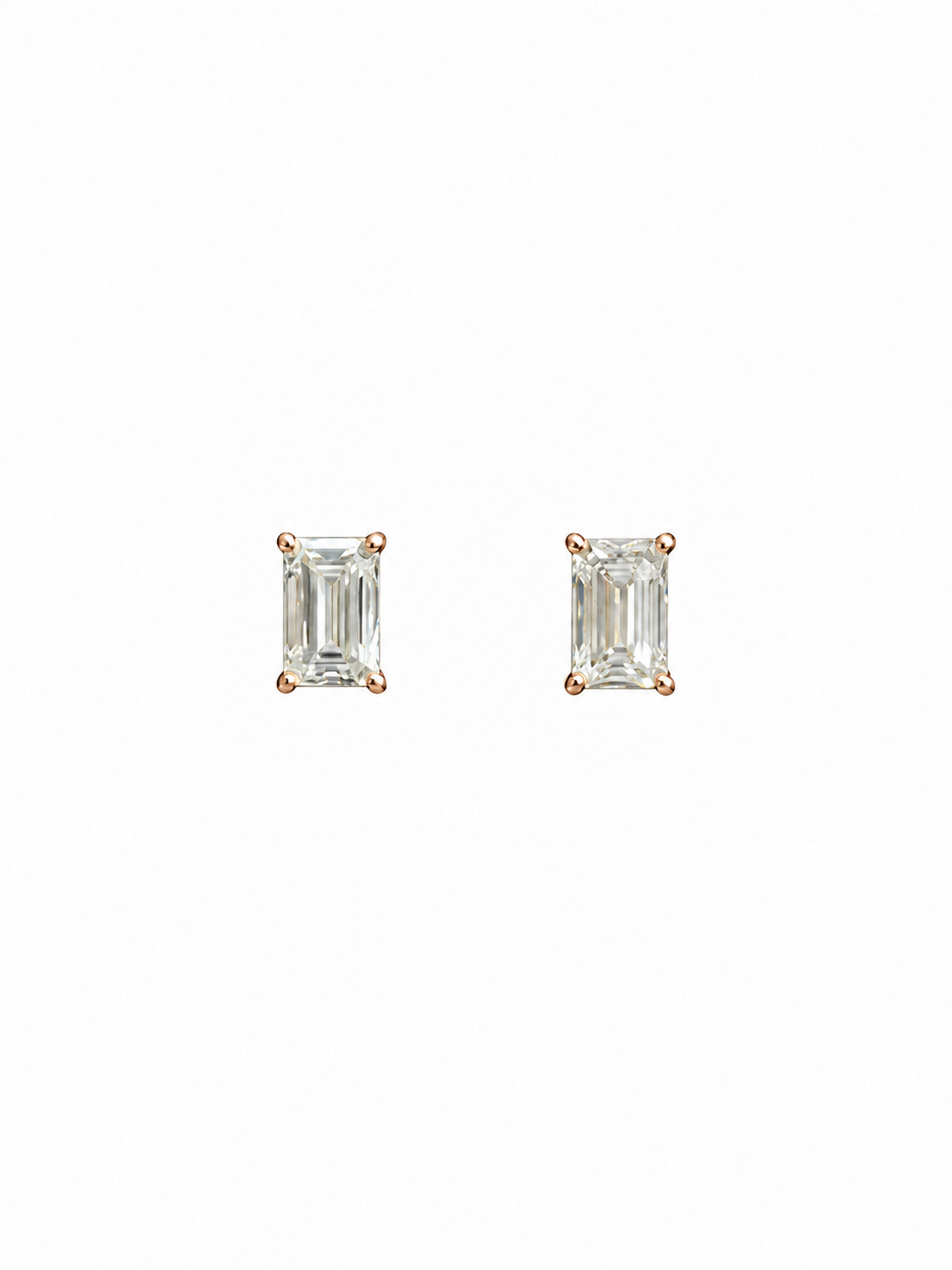 Petit Emerald Cut Moissanite Studs