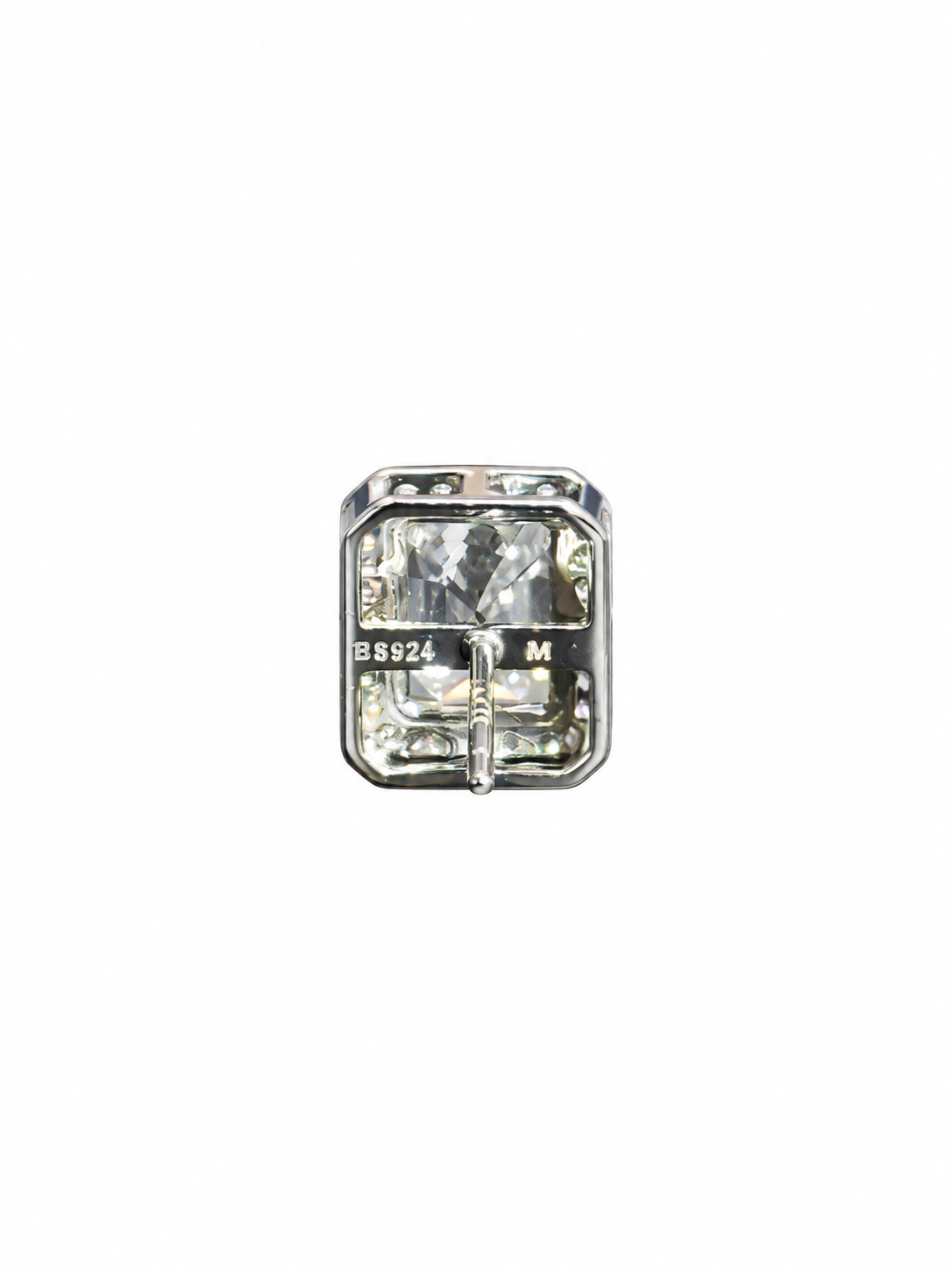 Sterling Silver Emerald-Cut Halo Stud Earrings
