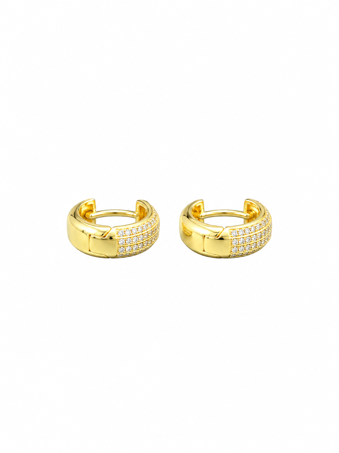Three-row Pavé Huggie Hoop Earrings