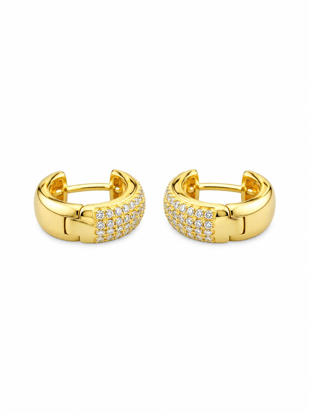 Three-row Pavé Huggie Hoop Earrings