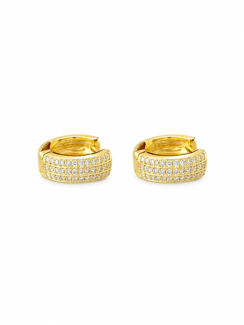 Three-row Pavé Huggie Hoop Earrings