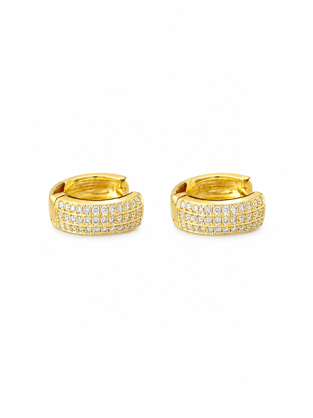 Three-row Pavé Huggie Hoop Earrings