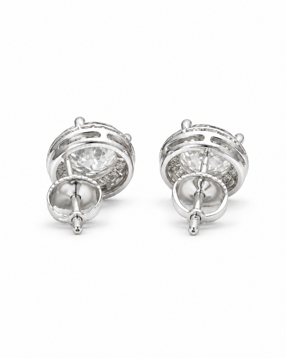Round-cut Moissanite Halo Stud Earrings