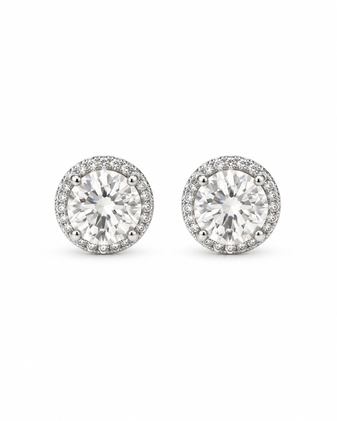 Round-cut Moissanite Halo Stud Earrings