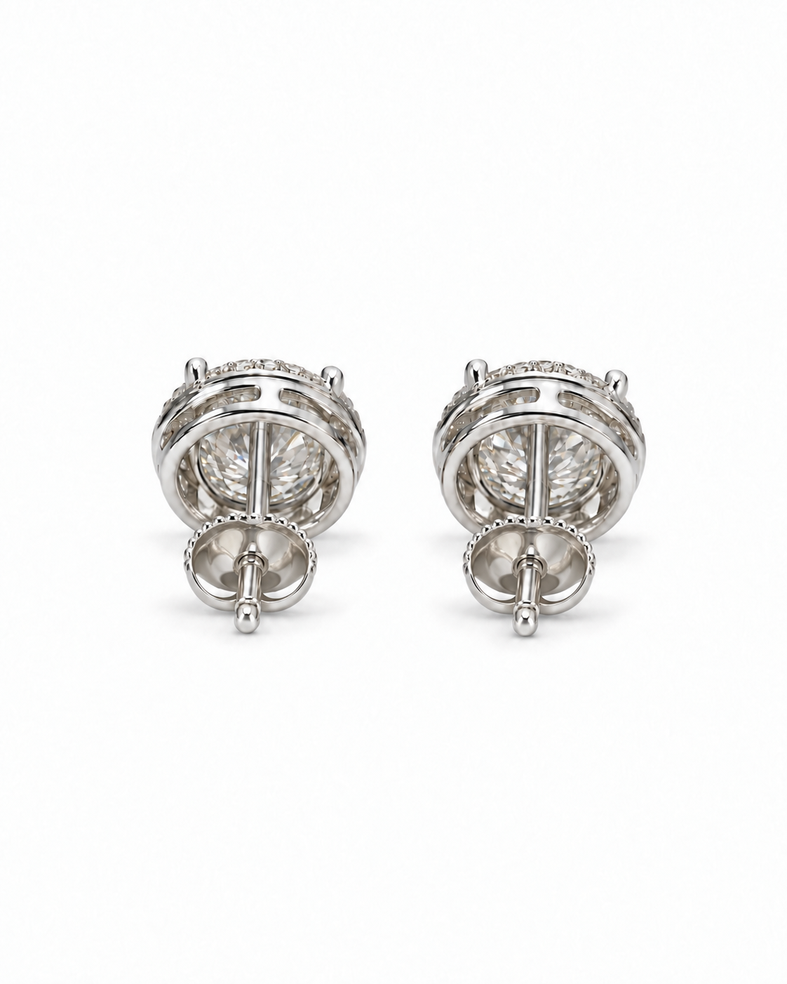 Round-cut Moissanite Halo Stud Earrings