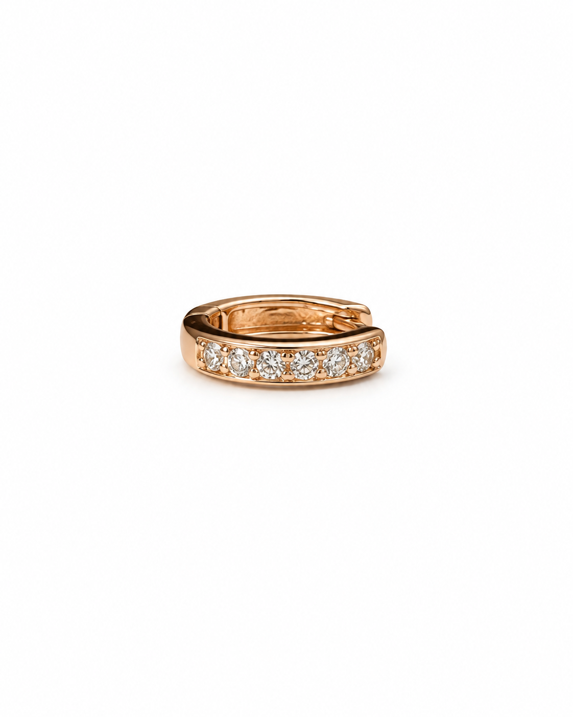 Single-row Pavé Huggie Hoop Earrings Rose Gold Finish