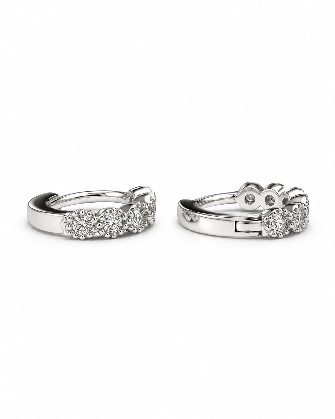 Scalloped-prong Huggie Hoop Earrings