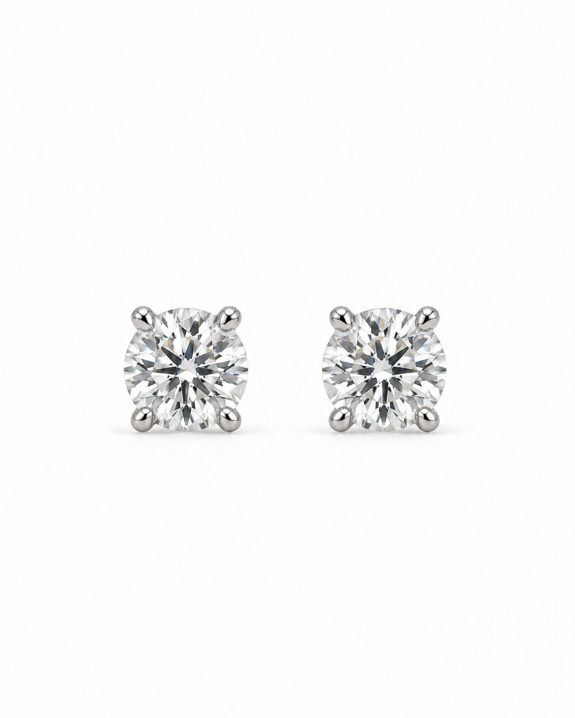 Classic Round-Cut Moissanite Solitaire Stud Earrings