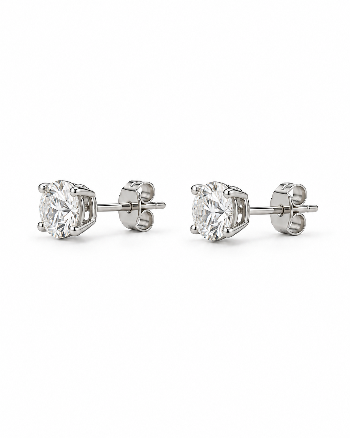 Classic Round-Cut Moissanite Solitaire Stud Earrings