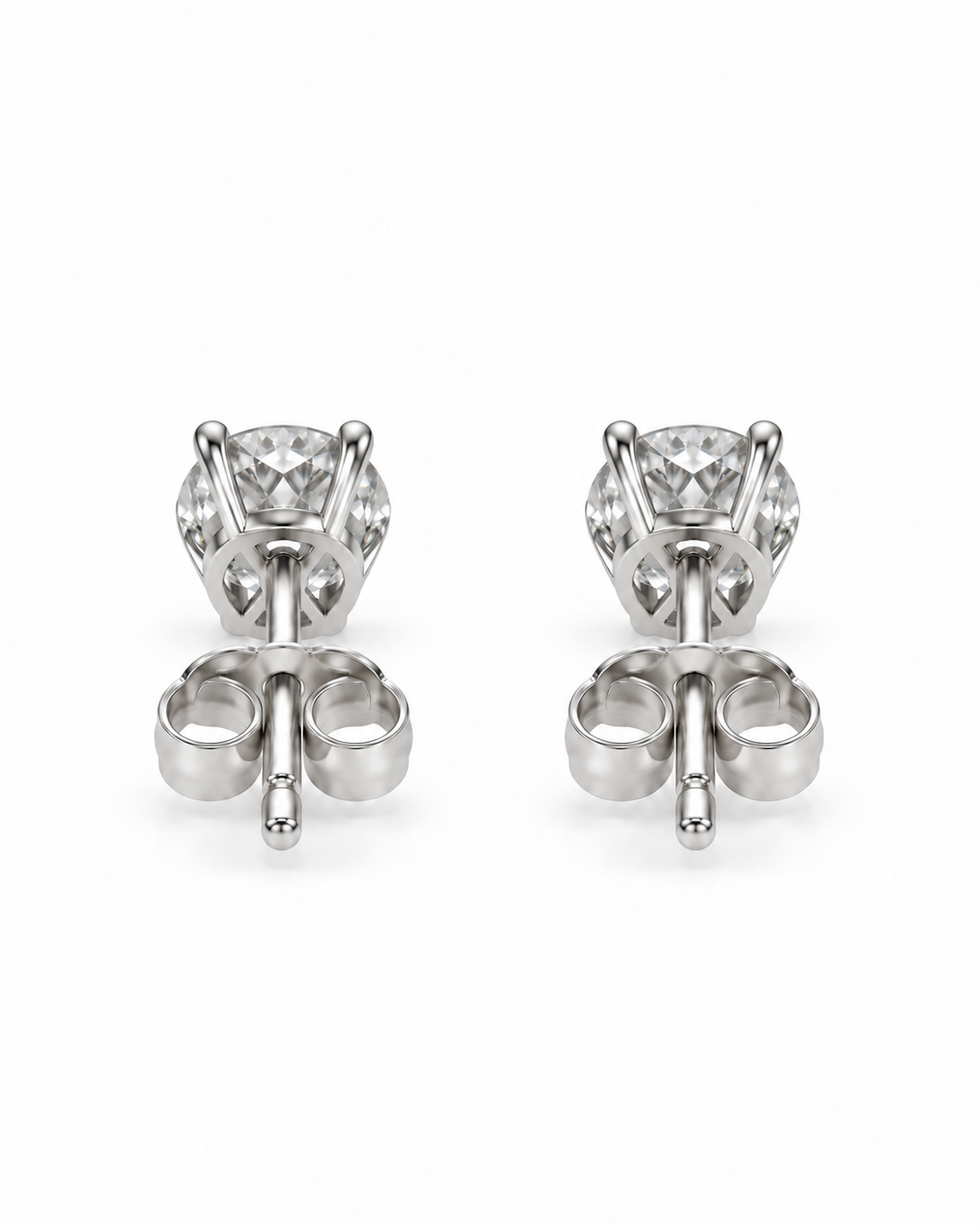 Classic Round-Cut Moissanite Solitaire Stud Earrings