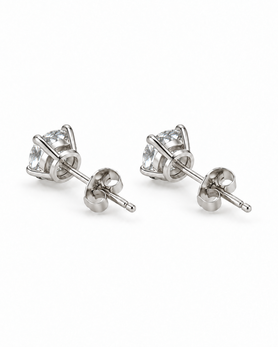 Classic Round-Cut Moissanite Solitaire Stud Earrings
