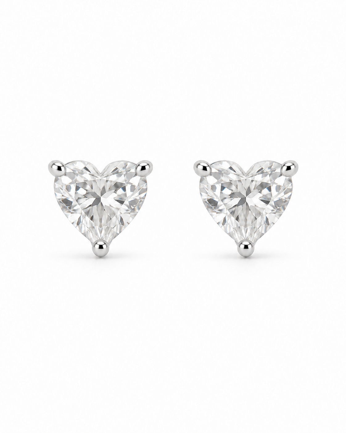 Heart-Cut Moissanite Solitaire Stud Earrings