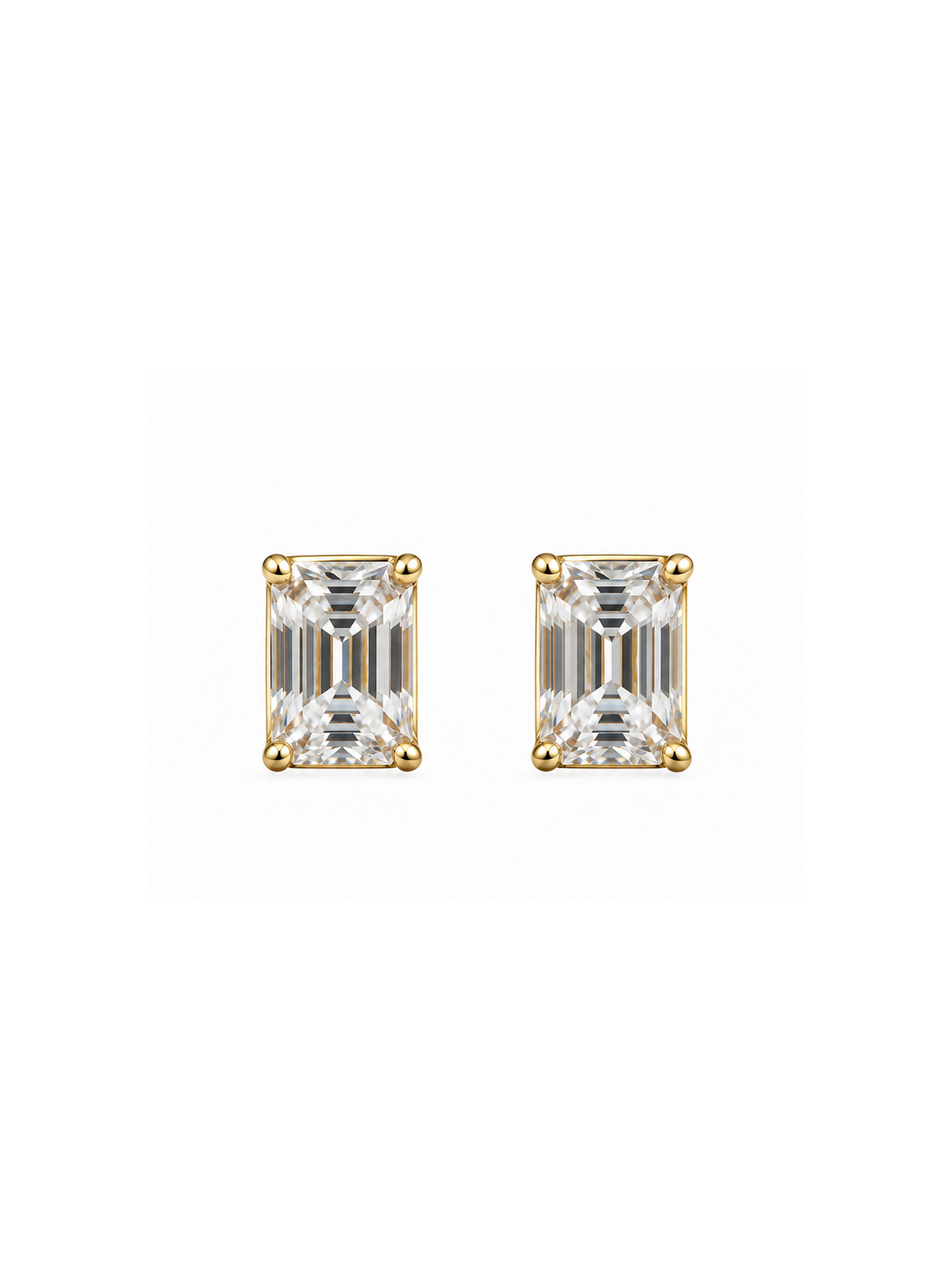 Emerald Cut Moissanite Studs