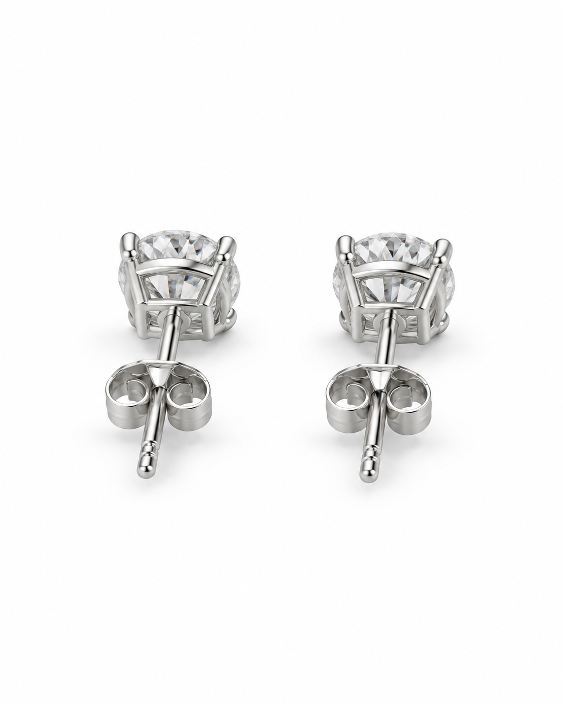 Classic Round-Cut Moissanite Solitaire Stud Earrings